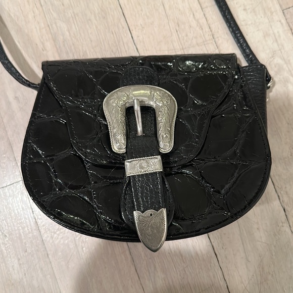 *Last Chance Price* Vintage Ann Turk Crossbody Bag Black with Silver Hardware - Picture 3 of 6